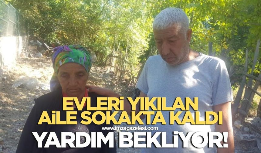 Evleri yıkılan aile sokakta kaldı! Yardım bekliyorlar