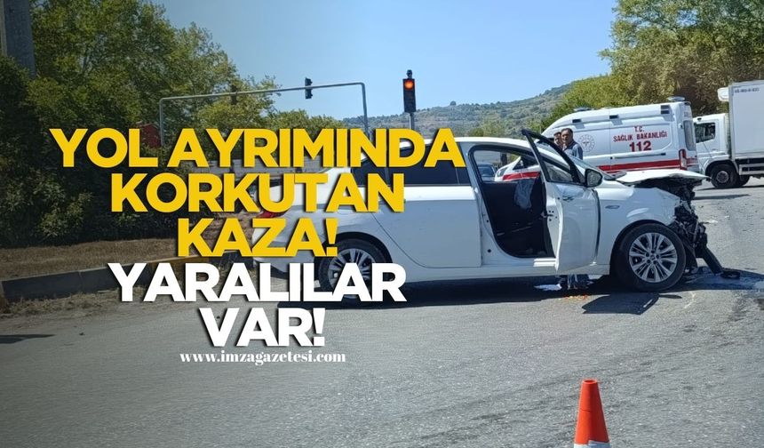 Çaycuma'da korkutan kaza! Otomobil refüje çarptı, yaralılar var!
