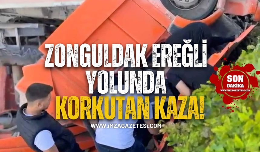 Zonguldak-Ereğli Yolunda Korkutan Kaza! Kamyonet Takla Attı, Sürücü Ağır Yaralandı!