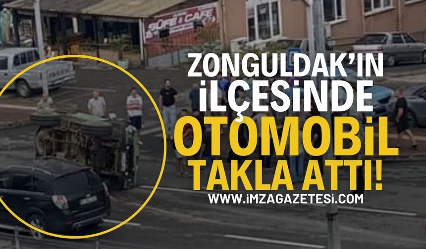 Zonguldak Ereğli'de otomobil takla attı!