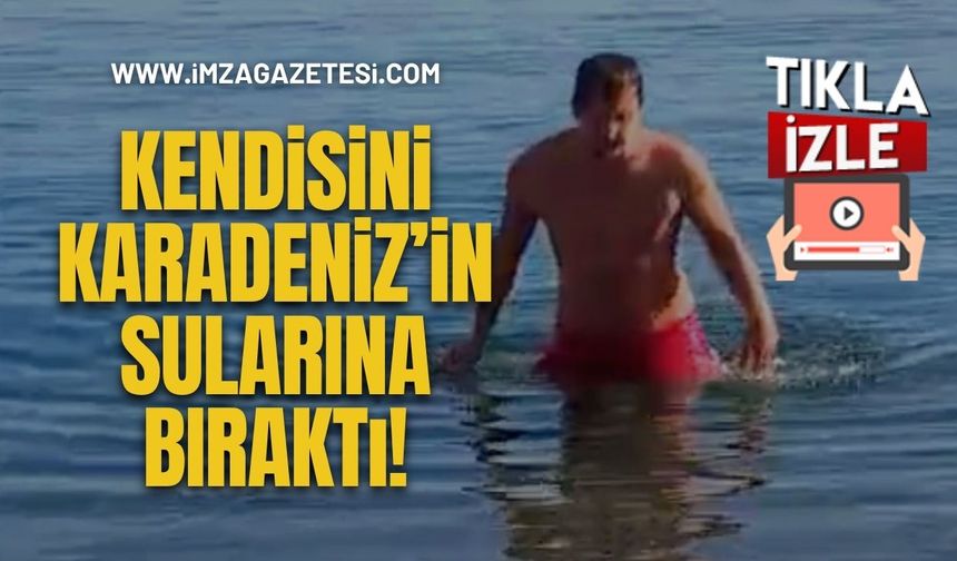 Afyon'dan geldi kendisini Karadeniz'in serin sularına bıraktı