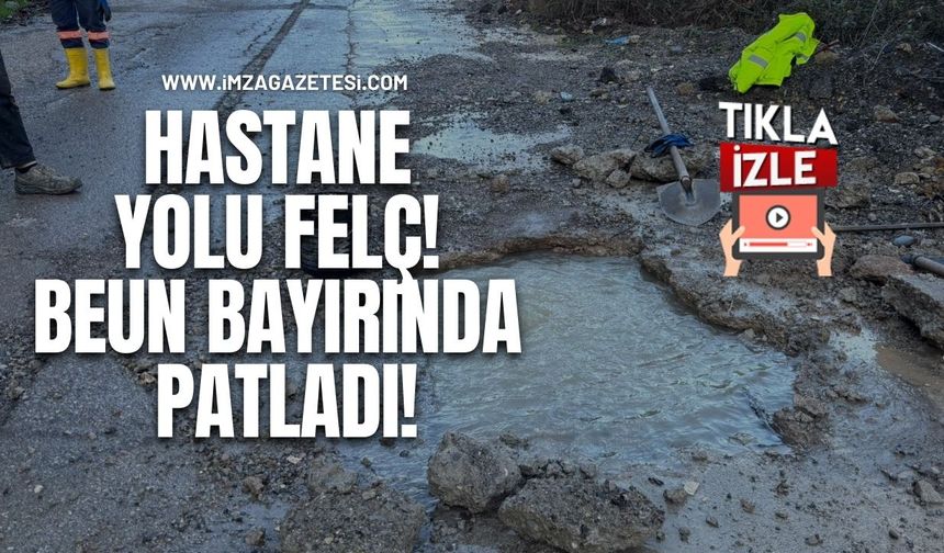 Hastane Yolu Felç! BEUN Bayırında Su Patladı, Trafik Tek Şeride Düştü