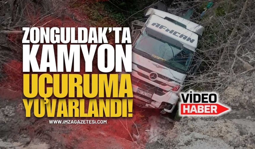 Alaplı'da Kamyon Uçuruma Yuvarlandı