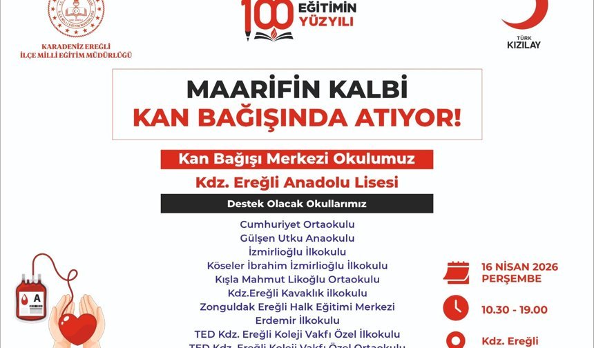 Ereğli’de “Maarifin Kalbi Kan Bağışında Atıyor!” Kampanyası Başlıyor