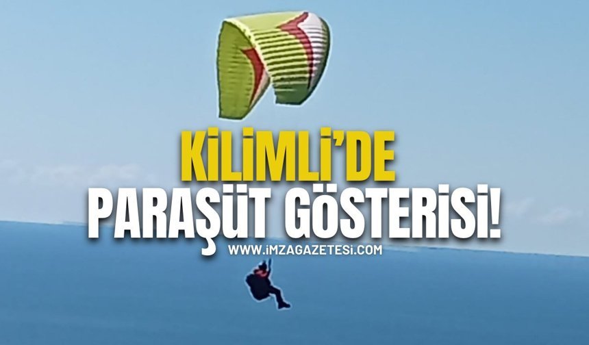 Kilimli’de Yamaç Paraşütü Gösterisi Gökyüzünü Renklendirdi