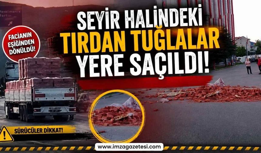 Seyir Halindeki Tırdan Tuğlalar Yere Saçıldı