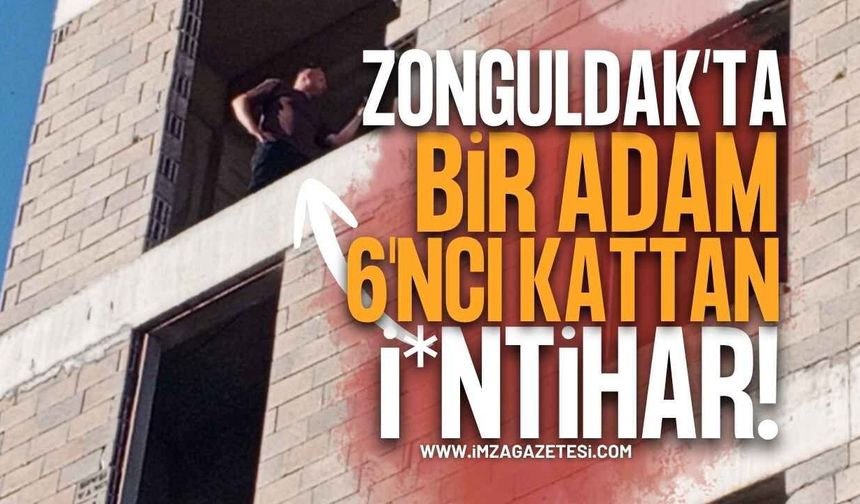 Zonguldak Ereğli'de Vatandaş 6'ncı Katta Çıkarak Canına Kıymaya Çalıştı