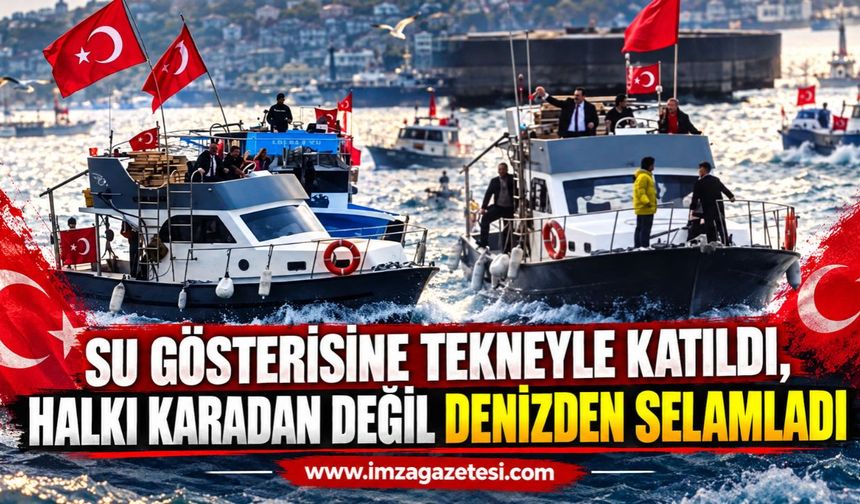 Başkan Dökmeci Su Gösterisine Tekneyle Katıldı, Halkı Karadan Değil Denizden Selamladı