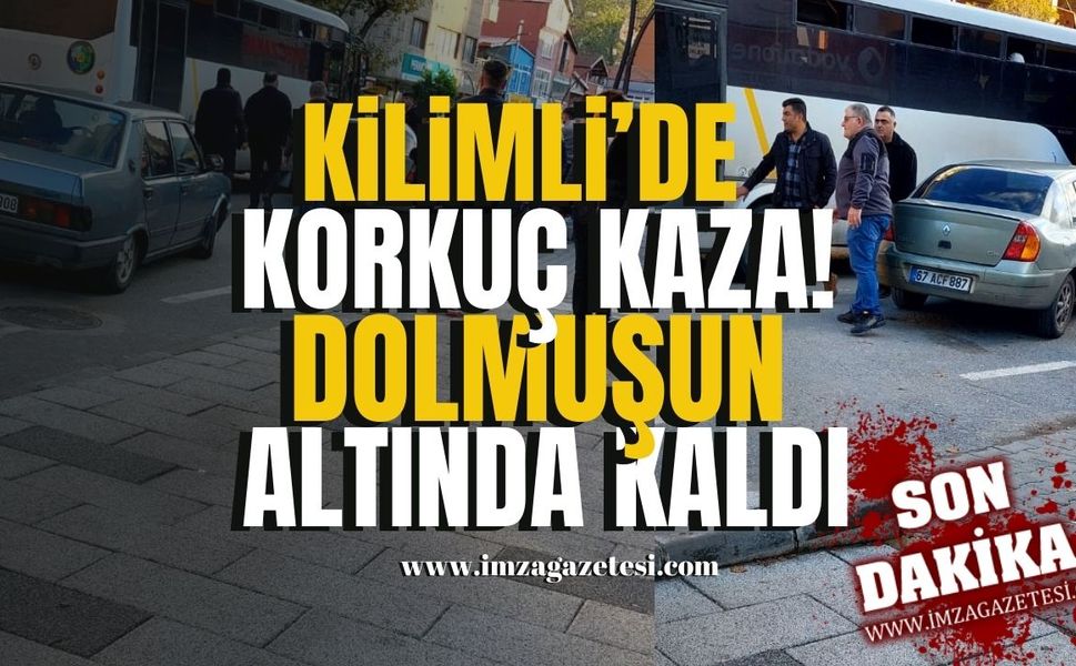 Kilimli'de korkunç kaza! Dolmuşun altında kaldı!