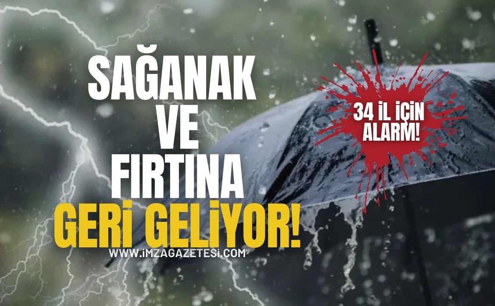 Sağanak ve Fırtına Geri Dönüyor! 34 İl İçin Alarm Verildi!