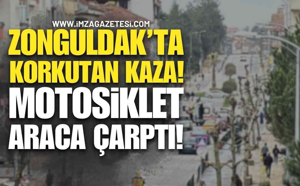 Korkutan Kaza! Motosiklet Sürücüsü Araca Çarptı!