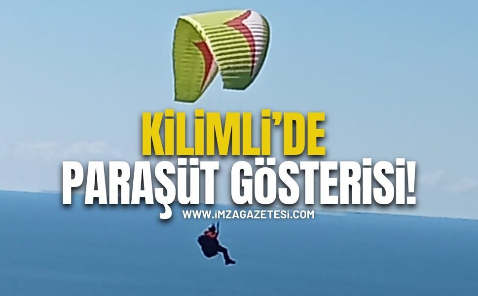Kilimli’de Yamaç Paraşütü Gösterisi Gökyüzünü Renklendirdi