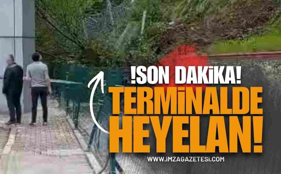 Zonguldak'ta Facia: Otobüs Terminalinde Korkutan Heyelan!