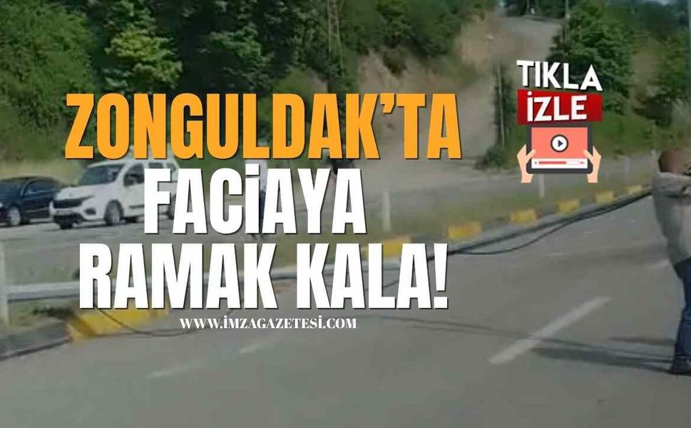 Zonguldak’ta Faciaya Ramak Kala! Direği Devirdi, Karşı Şeride Savruldu!