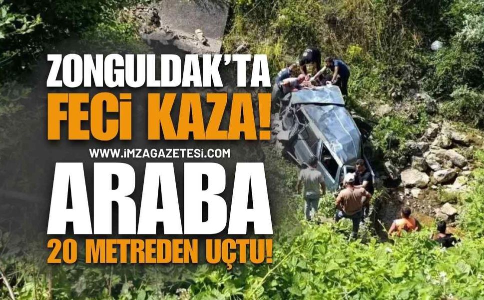 Zonguldak Karaman'da Kaza: Araba 20 Metreden Uçtu!