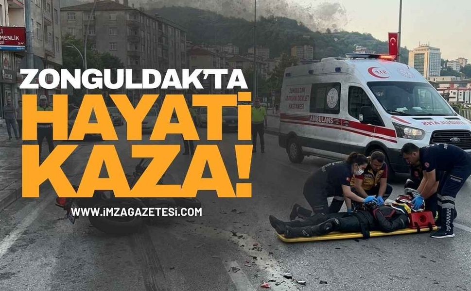 Zonguldak’ta Motosiklet Sürücüsü Yolda Sürüklendi!