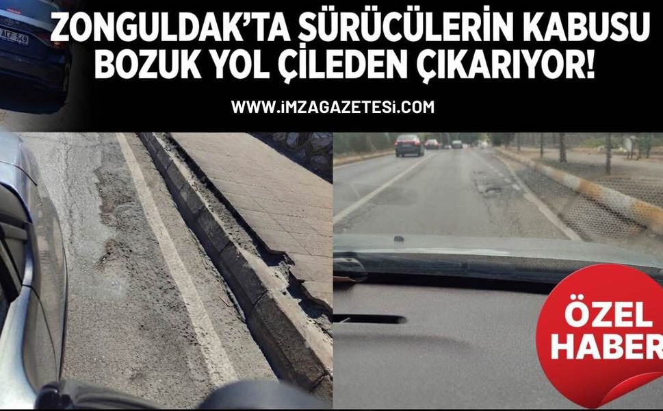 Zonguldak’ta Sürücülerin Kabusu Bozuk Yol Çileden Çıkarıyor!