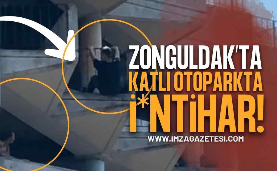 Zonguldak'ta Katlı Otoparkın Tepesine Çıkan Adam Canına Kıymaya Çalıştı