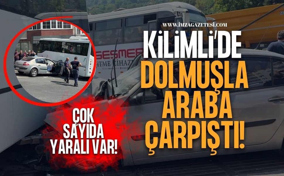 Kilimli'de Dolmuşla Araba Çarpıştı! Çok Sayıda Yaralı Var!