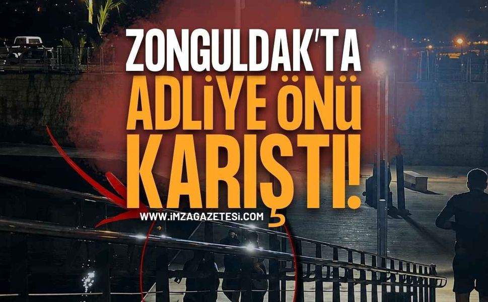 Zonguldak Adliyesi Önünde Korkunç Kavga: Şahsı Denize Atmaya Çalıştılar!
