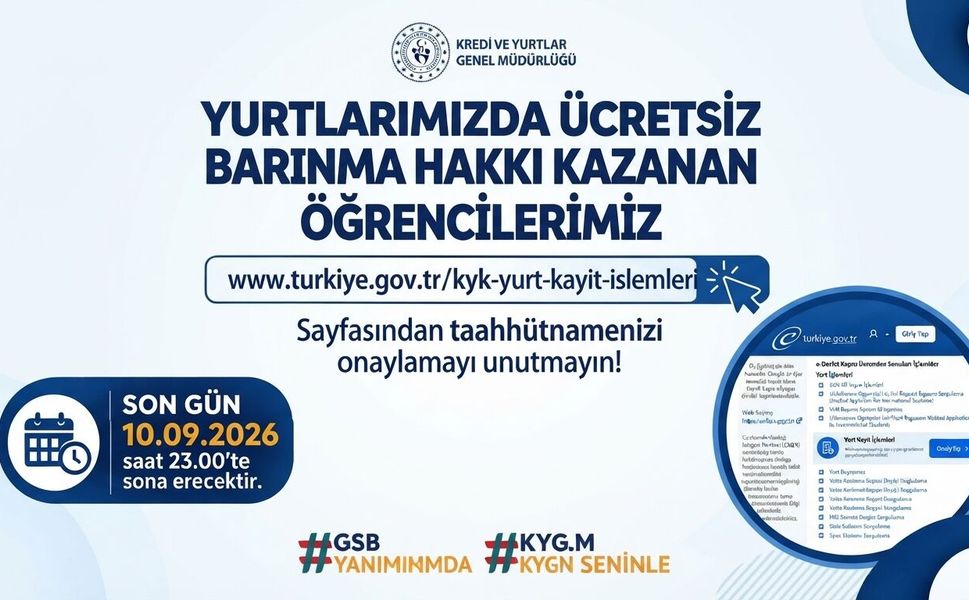 Ücretsiz Barınma Hakkı Kazanan Gençler İçin Son Saatler: KYGM’den Önemli Duyuru