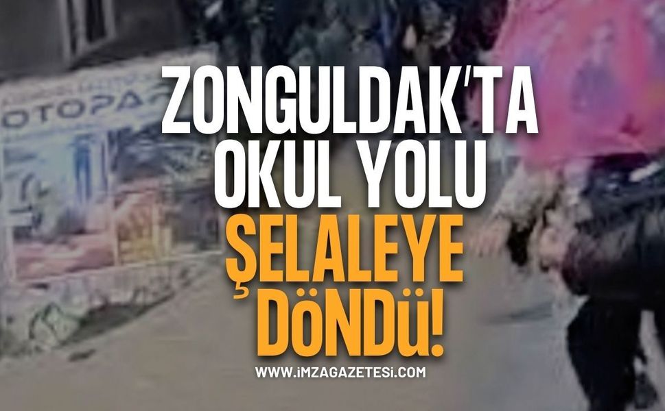 Zonguldak’ta Okul Yolu Şelaleye Döndü