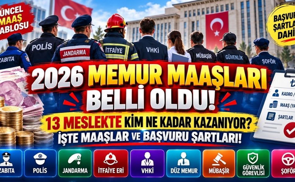 2026 Memur Maaşları Ne Kadar? 13 Meslek ve Başvuru Şartları