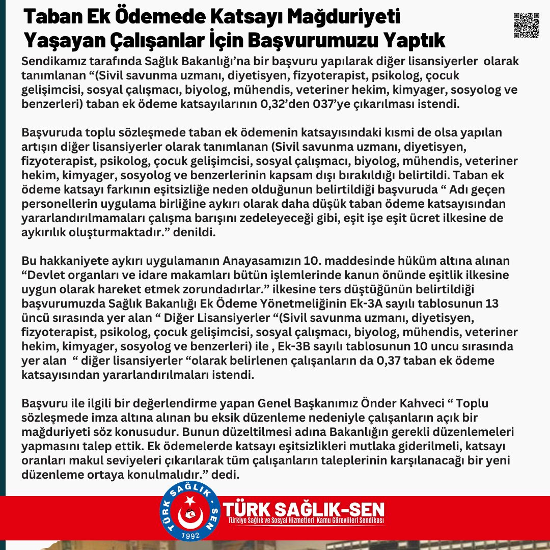 Türk Sağlık Sen Ek Ödemeler Için Sağlık Bakanlığı'nda!