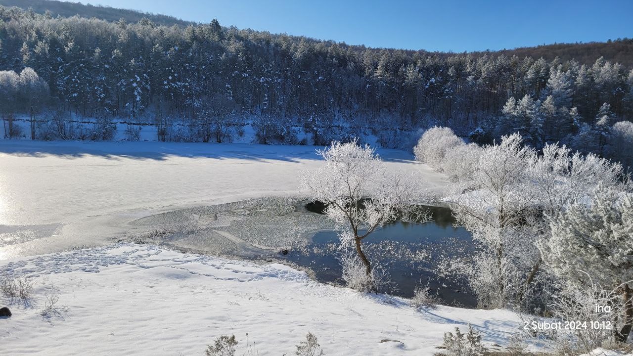 Karabük'te Göletler Ve Ağaçlar Buz Tuttu! Kartpostallık Görüntüler.. (5)