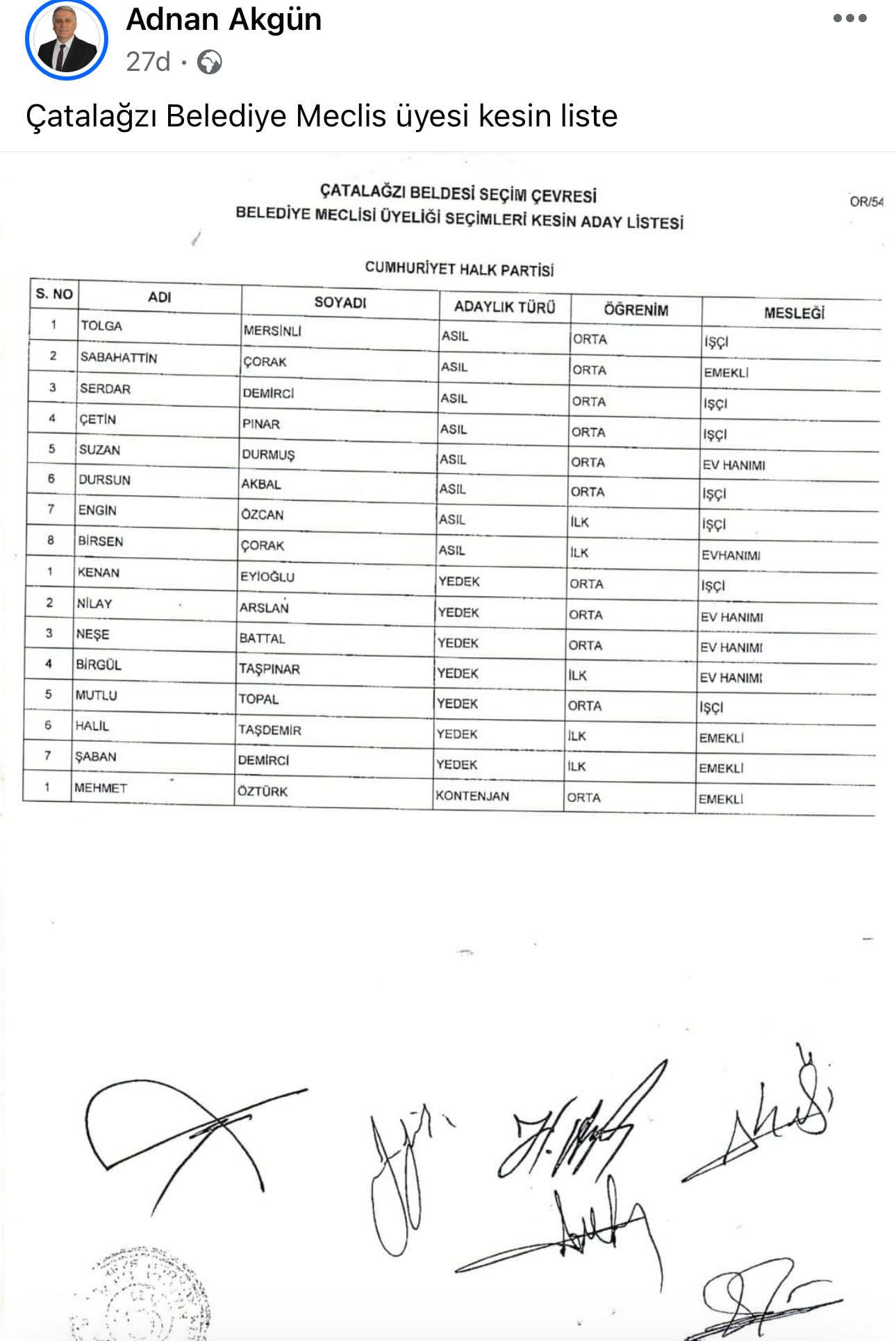 Çatalağzı Belediye Meclis Üyeleri (2)