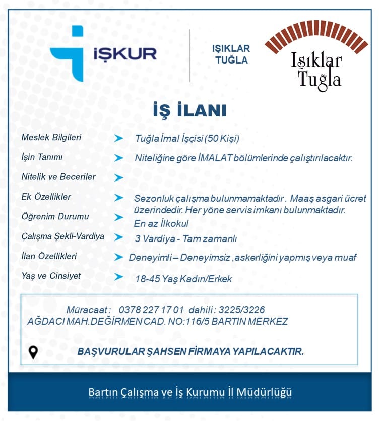 İşkur Yayımladı! Fabrika Personel Alacaki̇ş İlanlari