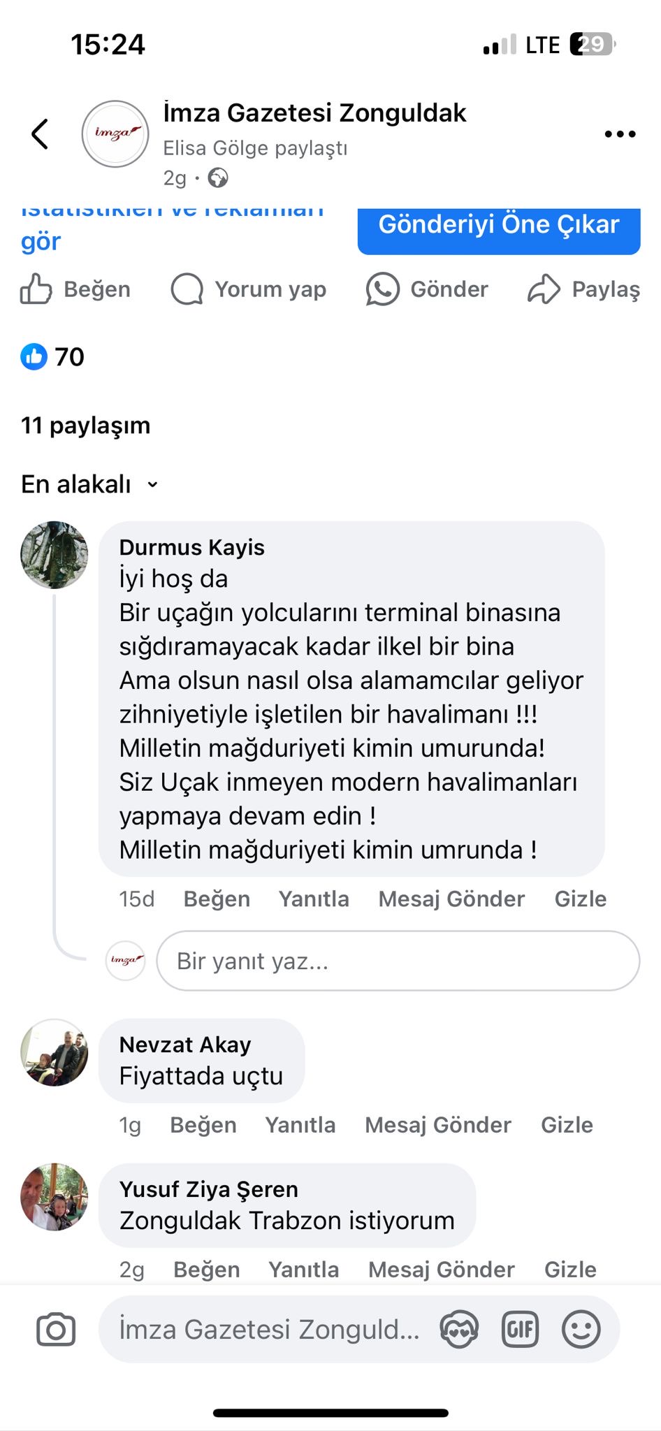 Zonguldak Havalimanı için eleştiri! Milletin mağduriyeti kimin umurunda?zonguldak haberleri