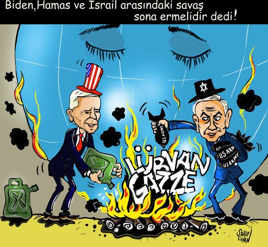 Zonguldaklı Karikatürist Şerif Cihan, Biden Ve Netenyahu'yu Hedef Aldı!