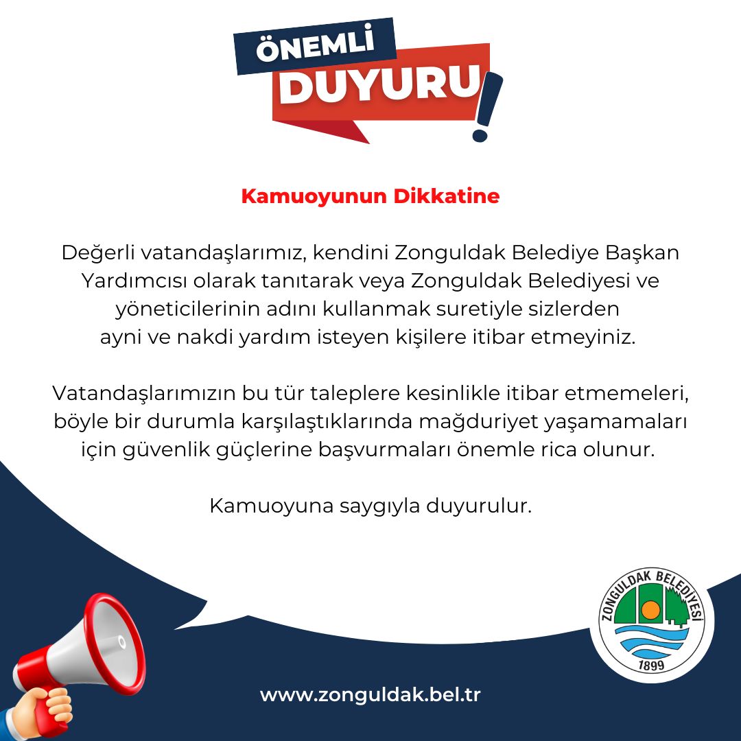 Zonguldak Belediyesi'nden Önemli Uyarı! Bu Tuzağa Düşmeyin!Zonguldak Haberleri-1