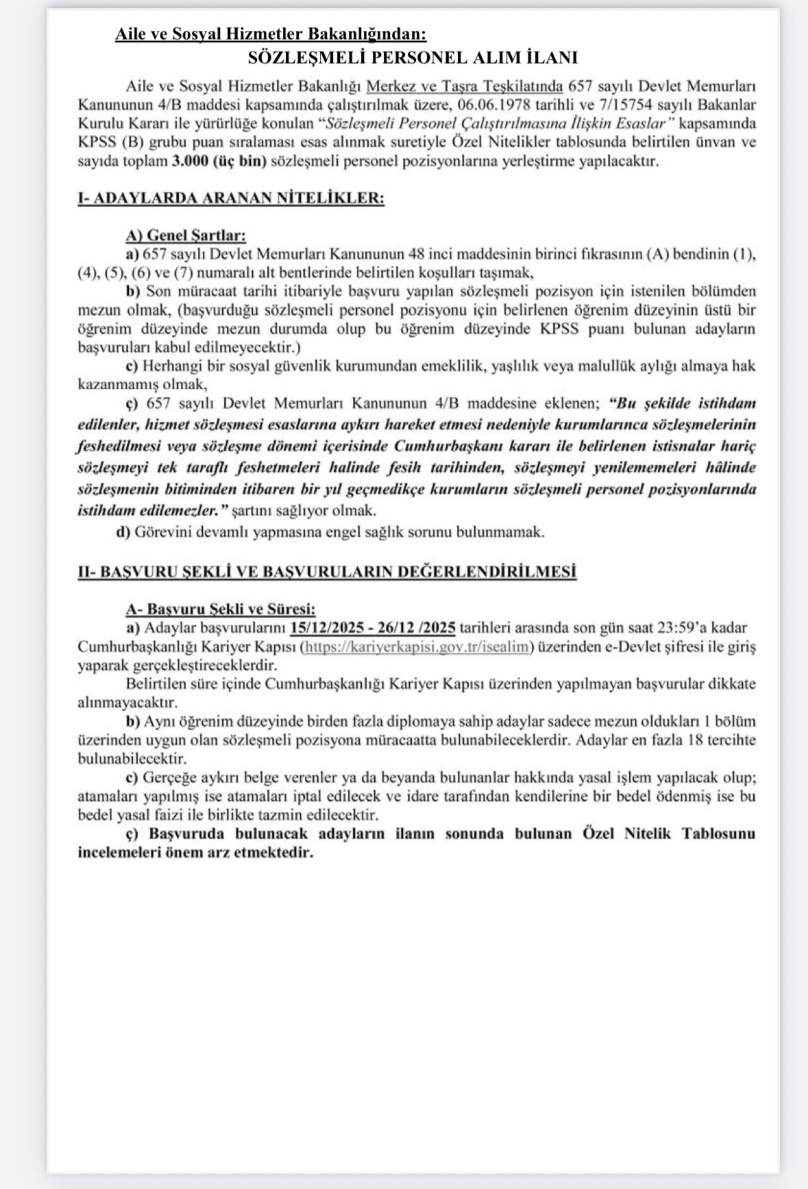 Aile Ve Sosyal Hizmetler Bakanlığı 3 Bin Personel Alacak! Başvurular Başladı! Imza Gazetesi (1)