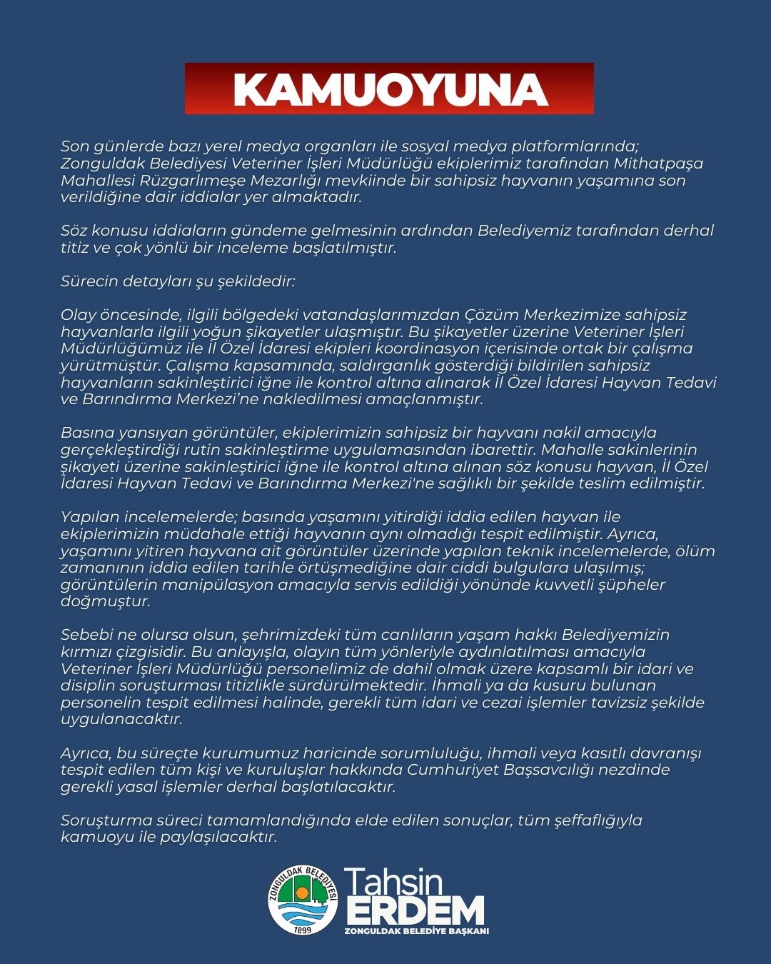 Zonguldak Belediye Başkanı Tahsin Erdem, Kusuru Olan Personel De, İftira Atan Da Hesap Verecek! Imza Gazetesi