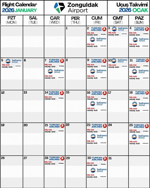 Zonguldak Havalimanı 2026 Ocak Ayı Planlı Uçuş Takvimi Belli Oldu! İmza Gazetesi̇ (37)