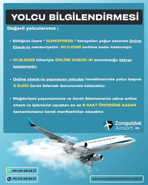 Zonguldak Havalimanı'ndan Önemli Uyarı! Imza Gazetesi