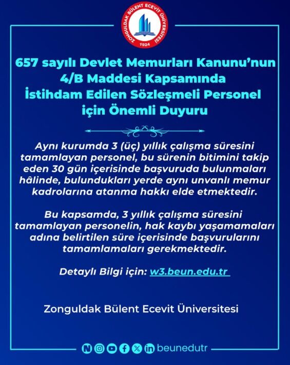 Beun’dan Sözleşmeli Personele Kritik Duyuru!