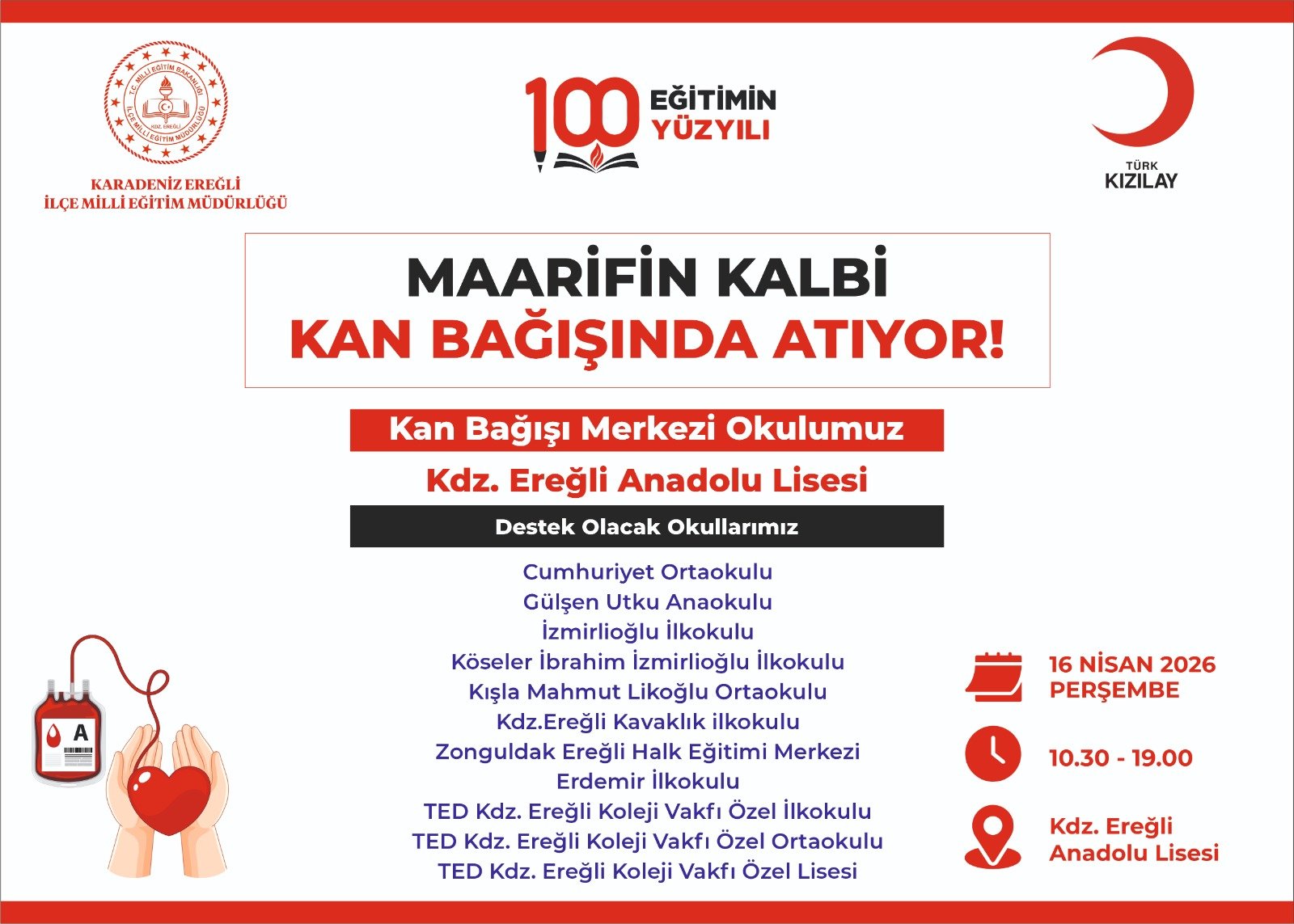 Ereğli’de “Maarifin Kalbi Kan Bağışında Atıyor!” Kampanyası Başlıyor İmza Gazetesi̇ (2)