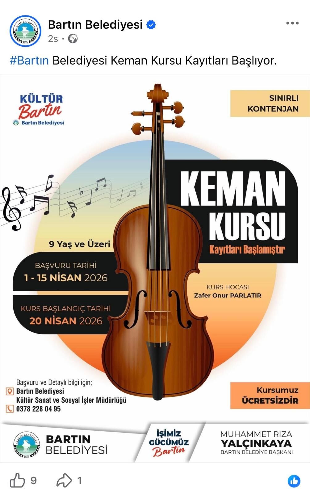 Komşudaki Belediyeden Ücretsiz Keman Kursu İmza Gazetesi̇