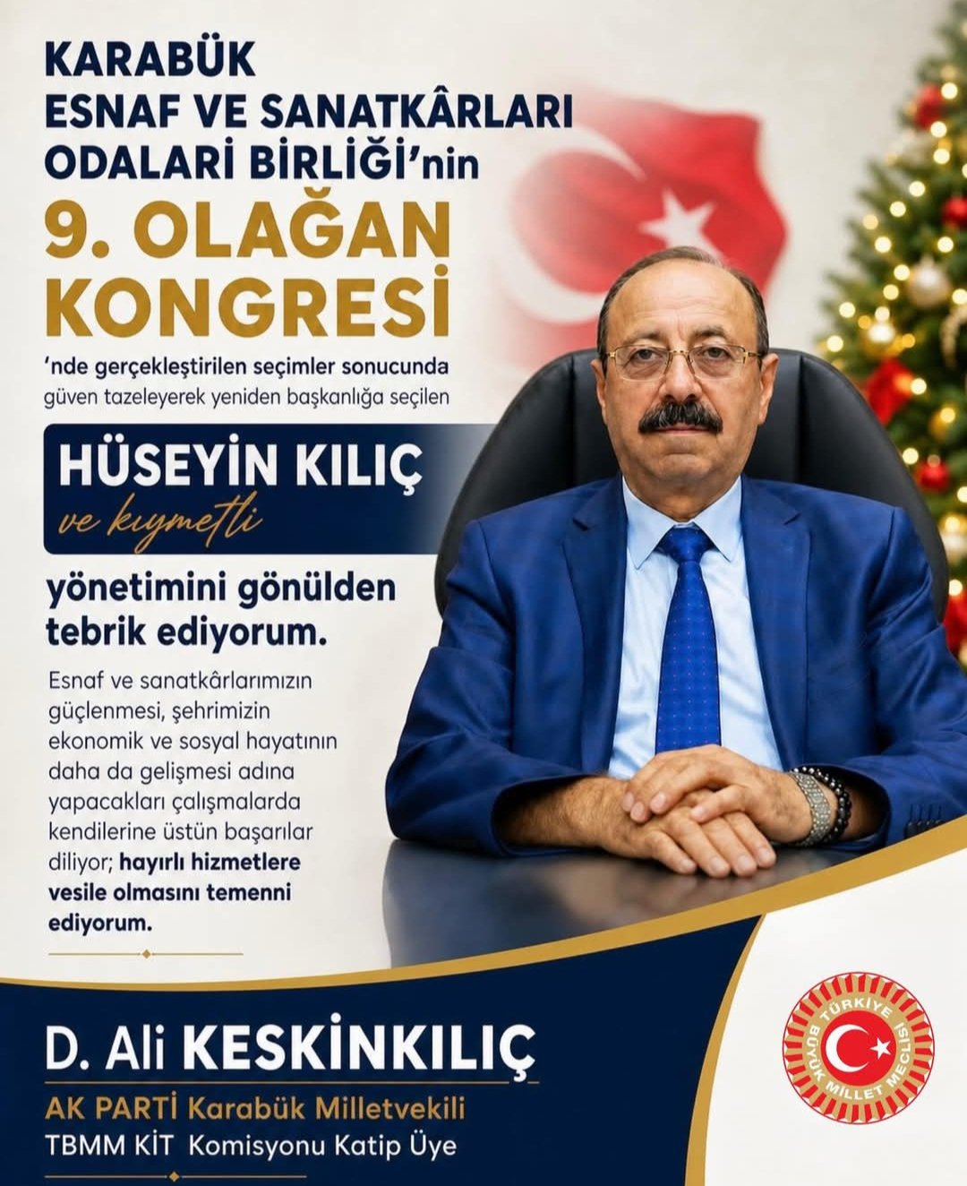 Milletvekili Keskinkılıç’tan Hüseyin Kılıç’a Tebrik İmza Gazetesi̇