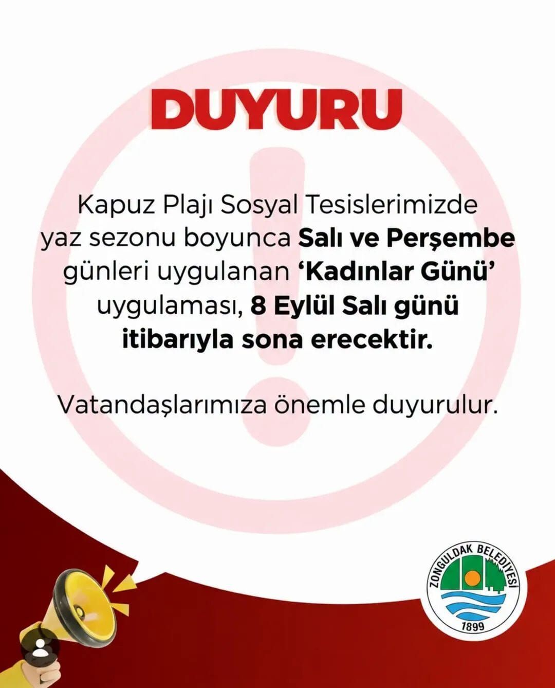 İmza Gazetesi̇ 1 Kapuz Plajı’nda “Kadınlar Günü” Uygulaması Sona Erdi