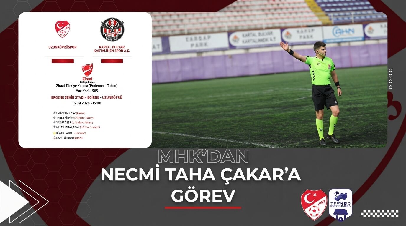 MHK'dan Zonguldaklı Hakeme Önemli Görev! Necmi Taha Çakar Ziraat Türkiye Kupası'nda Sahne Alıyor