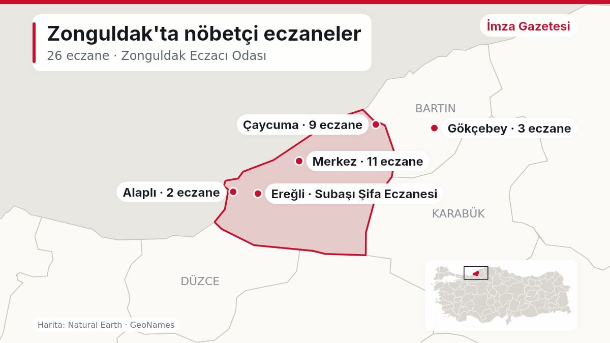 Zonguldak nöbetçi eczaneler haritası